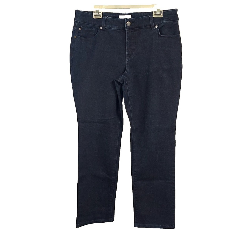 So Slimming by Chicos Womens sz 2 US M Short Jeans Straight Leg Dark Wash Denim
